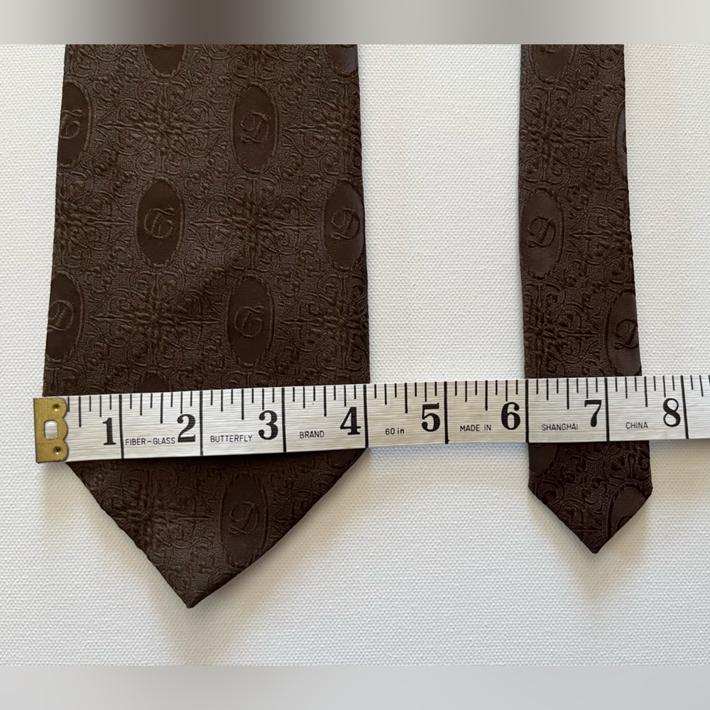 Elegant Embossed Patterned Necktie. Chocolate Bro… - image 5